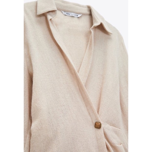 Zara Double Breasted Button Shirt Cream - Picture 5 of 8